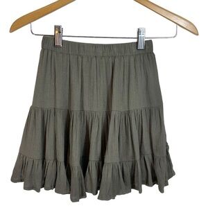 Raga Tiered Mini Skirt Olive NWT